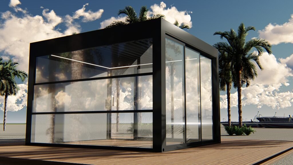 Motorized Guillotine Glass System Installed on Patio