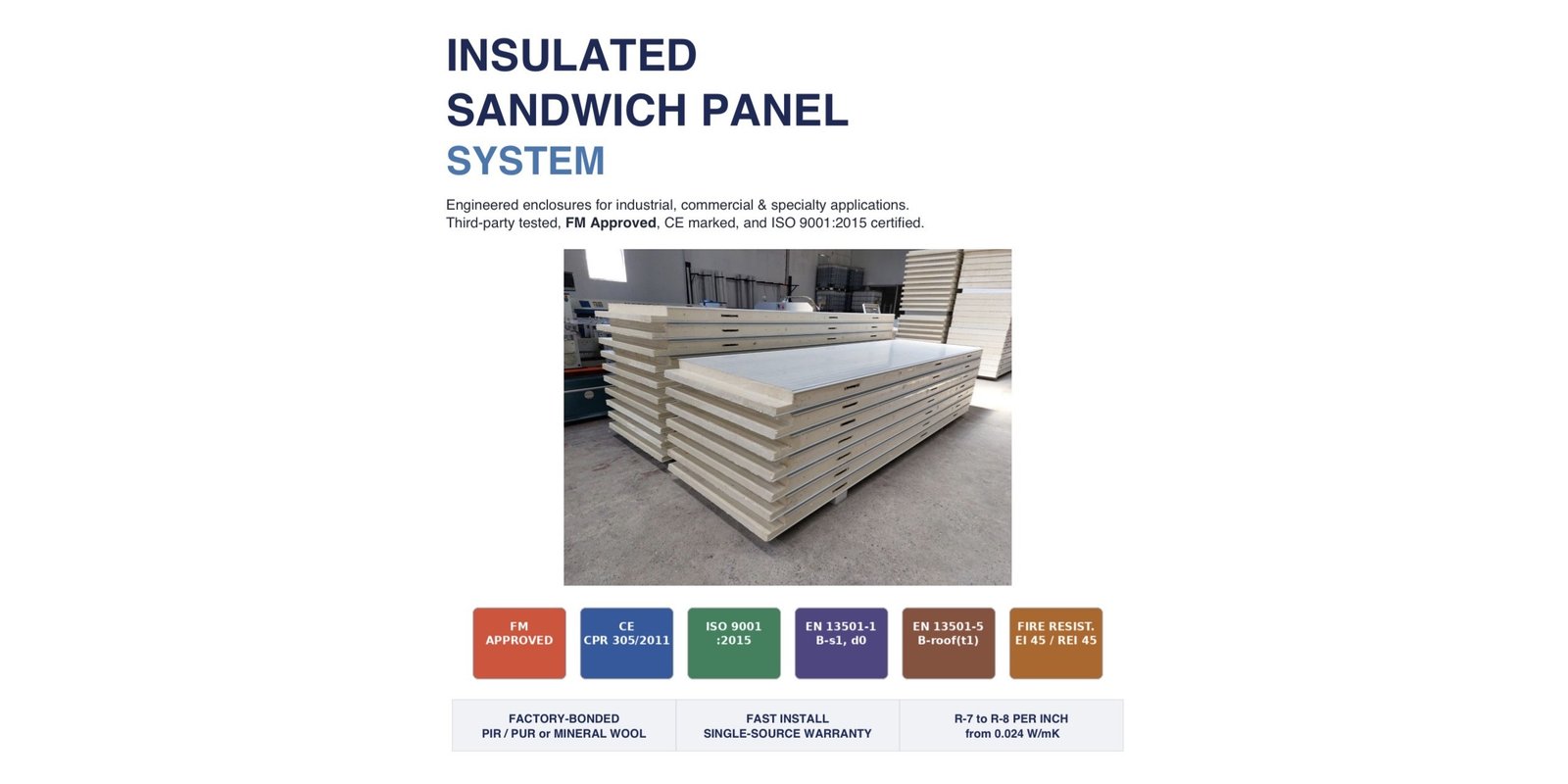 Insulated sandwich panel system certifications
