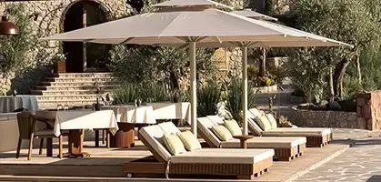Contract outdoor and restaurant furniture collection in a hospitality venue