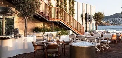 Contract outdoor and restaurant furniture collection in a hospitality venue