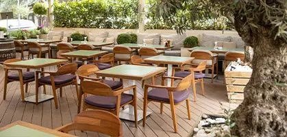 Contract outdoor and restaurant furniture collection in a hospitality venue