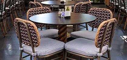 Contract outdoor and restaurant furniture collection in a hospitality venue