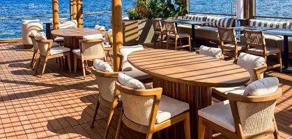 Contract outdoor and restaurant furniture collection in a hospitality venue