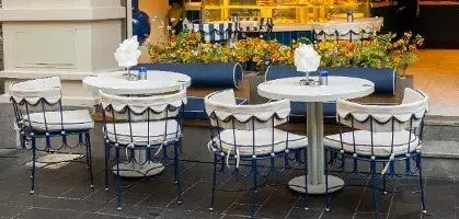Contract outdoor and restaurant furniture collection in a hospitality venue