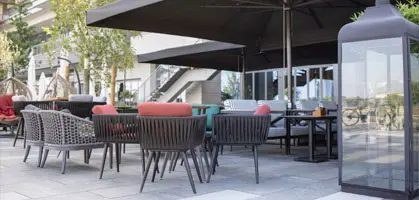 Contract outdoor and restaurant furniture collection in a hospitality venue