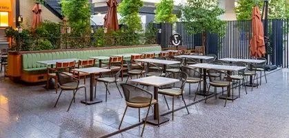 Contract outdoor and restaurant furniture collection in a hospitality venue